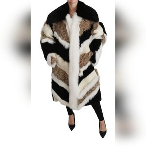 DOLCE & GABBANA Sheep Fur Shearling Cape Jacket Coat